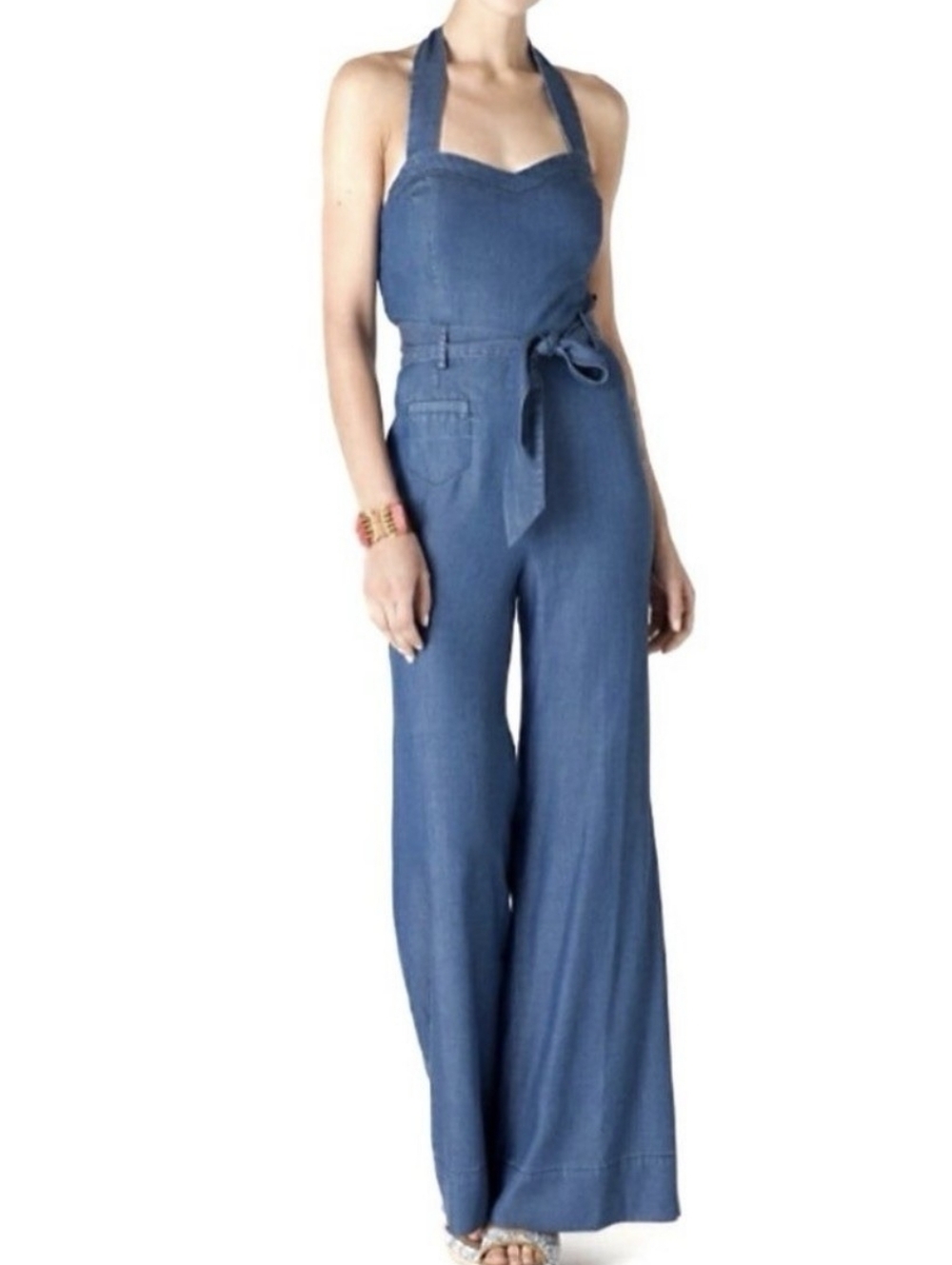 Anthropologie Elevenses Halter Jumpsuit.